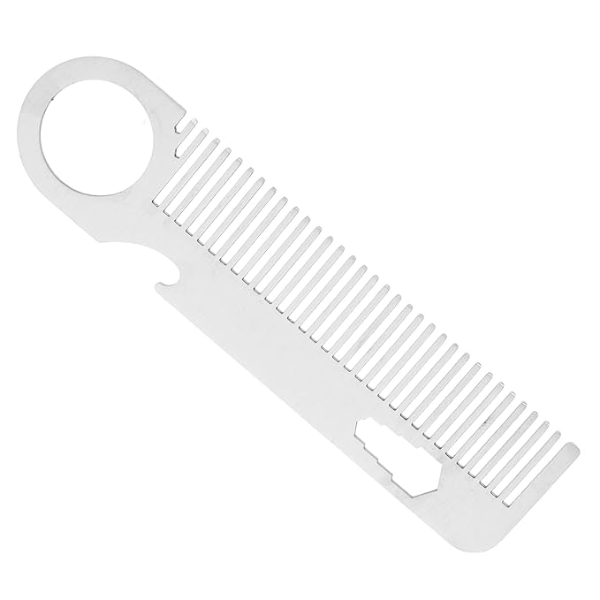 Beaupretty Stylish Mustache Comb for Men Stainless Steel Beard Comb Hair Brush Smooth Round Teeth for Grooming Travel