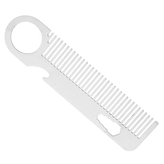 Beaupretty Stylish Mustache Comb for Men Stainless Steel Beard Comb Hair Brush Smooth Round Teeth for Grooming Travel