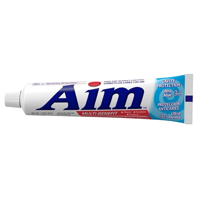 Aim Cavity Protection Anticavity Fluoride Toothpaste, Ultra Mint Gel, 6 Ounce - Pack of 6