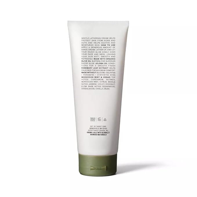 Goodfellow & Co Men’s Shave Cream 6.5 fl oz – Hydrating & Soothing Formula with Organic Olive Oil, Jojoba & Rosemary – Silicone, Sulfate & Paraben Free (Bundle of 2)