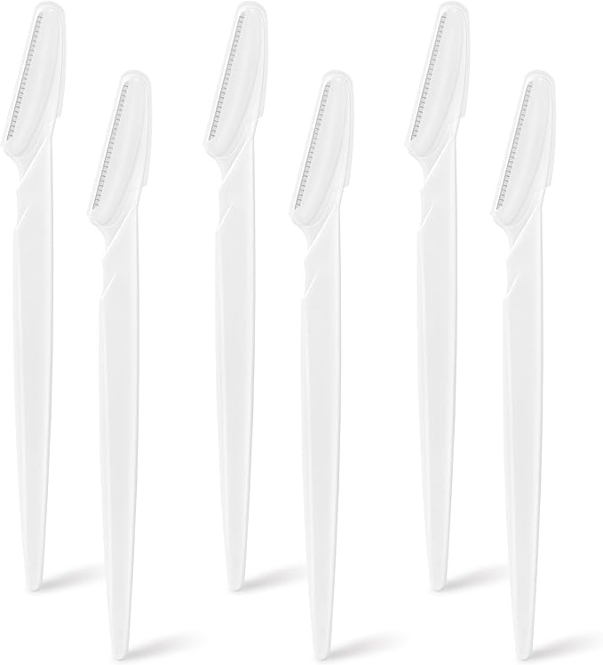 6 Pcs White Eyebrow Razor, Face Razors Multipurpose, Facial Razors for Women Men, Eyebrow Trimmers Shaver with Protective Cover, Dermaplaning Tools for Face Body Use, Facial Hair Removal Tools