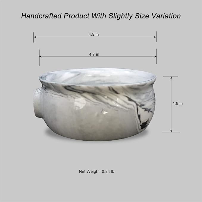 Ceramic Shaving Soap Bowl For Men, Non-slip Handle, Wide Mouth, Large Capacity, Easier to Lather-White& Black