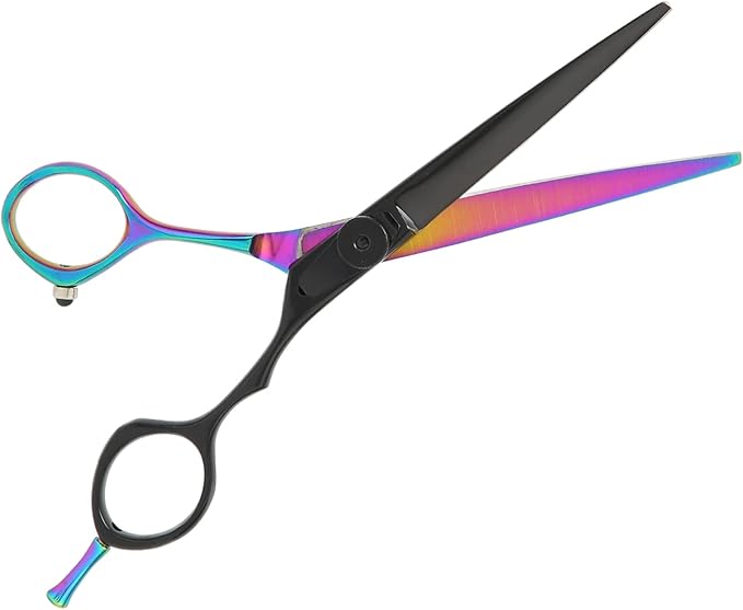 Barber Scissors Stainless Steel Hair Cutting Shears, Lightweight Ergonomic Beard and Mustache Trimming Scissors with Sharp Blades for Barbershop and Home Use (Flat Scissors: for Pets' Body and Leg