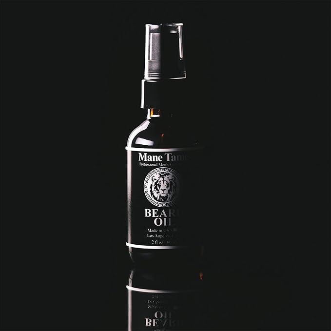 MANE TAME Beard Oil - Made with Certified Organic Hemp Oil - No Fuss Pump 1oz. Bottle - Softens Your Beard and Stops Itching - Great Beard Oil and Conditioner For Men