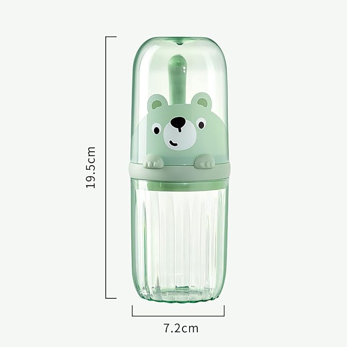 Cute Portable Toothbrush Holder Plastic Toothbrush Travel Case for Kids with Detachable Handle Multifuction Toothbrushes Toothpaste Storage Box Set for Camping Travel or Daily Use (Green)