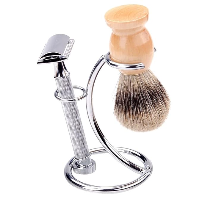 1 Piece Metal Shaving Brush and Razor Holder Shave Brush Stand Beard Brush Holder Razor Stand Razor Brush Holder for Razor Storage Men's Shaving Tool, Silver