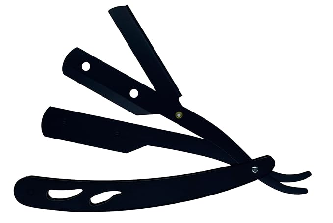 Stainless Steel Straight Edge Barber Shaving Razor Sicastar® Folding Straight Razor Single Edge Replaceable Blades fit for All of Double Edge Razor Blades (Black)