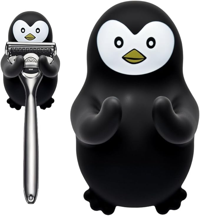 Penguin Holder Shaver Organizer, Cute Penguin Animal Bathroom Decor Razor Holder Wall Mount, Birthday Gifts for Men Women Boyfriend Girlfriend, Emotiona Gifts for Wife Husband Penguin Lover