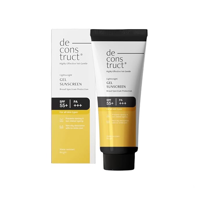 Deconstruct Face Gel Sunscreen In - Vivo Tested SPF 50 + and PA+++ | For oily, combination & normal skin | Matte, Lightweight & Airy, Non-greasy | For Men & Women - 80g