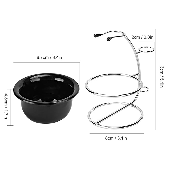 Shaving Stand Holders Foaming Soap Bowl, Double Metal DesignShave razors Stand Soap Bowl Mug Set Beard Shaving Tool Set for Razors Brush