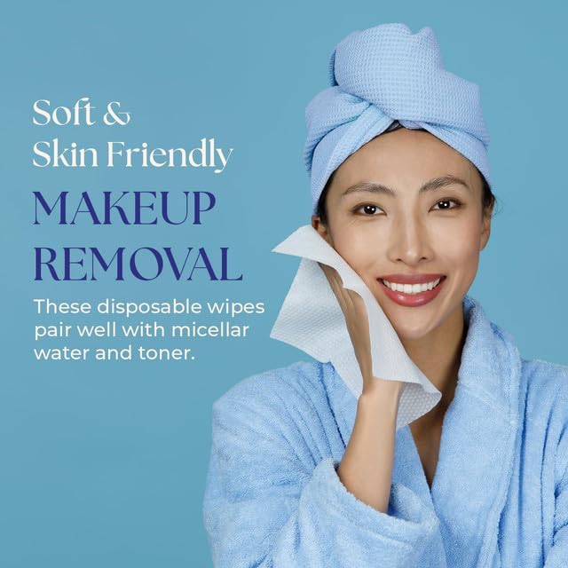 210 Count Disposable Face Towels Facial Cleansing Wipes, Quick Dry Makeup Remover Cloths, Soft Face Towelettes for Women & Men by WipesyWiz 7.9"x7.9" (Pack of 3)