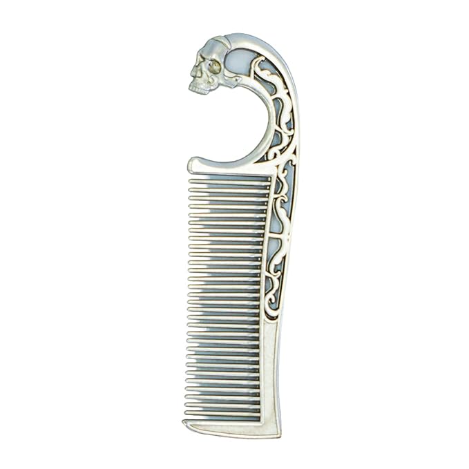 Mustache Comb On Stainless Steel Metal Chain Necklace – Dual-Sided Comb for Men, Fine & Wide Teeth for Precise Moustache Styling – Durable, Compact, Travel-Friendly Grooming Tool for Facial Hair Care