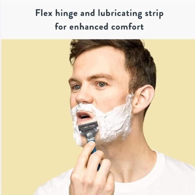 Men’s Razor Blade Refills (8 Pack), 5-Blade Cartridges with Precision Trimmer, Smooth & Close Shave, Long Lasting Sharp Blades, Compatible with Standard Razor Handles for Men Grooming