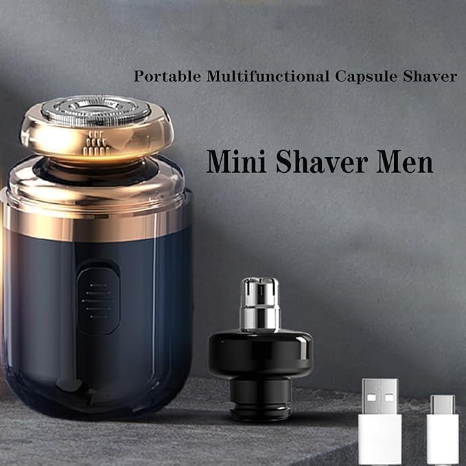 Mini Electric Travel Shaver for MenRechargeable Rotary Shaver WashablePocket Size Shaving Razor PortableClose Shave Beard Trimmer Wet & DryRotary Electrical Shave (White)