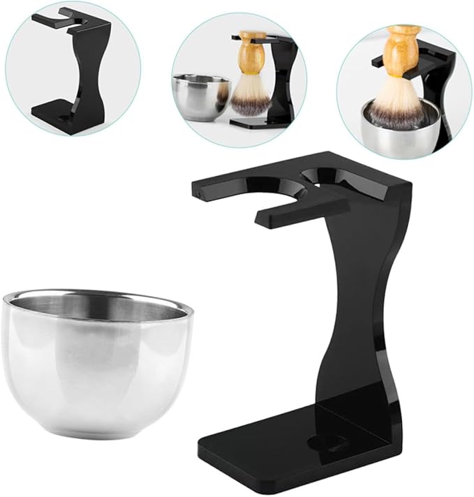 Men's Acrylic Shaving Brush Stand with Practical Shaving Bowl for Beard Grooming Space-saving Razor Holder Easy Drying and Neat Organization Tool for Bathroom Counters