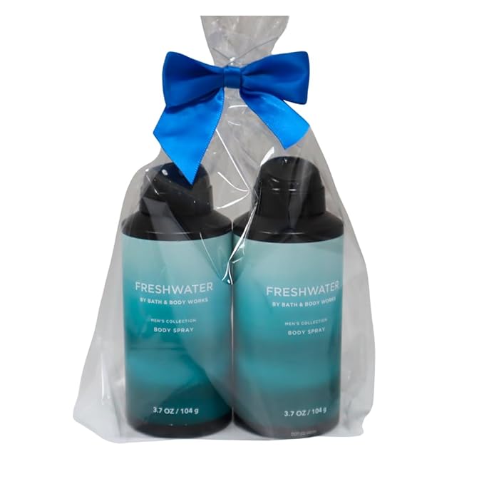 Bath & Body Works Men's Collection Deodorizing Body Spray - FRESHWATER - Gift Pack for Holiday - Lot of 2