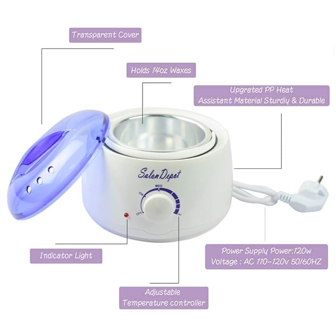 Waxing Kit - Portable Wax Heater for Hair Removal with 5 Pack Hard Wax Beans for Women and Men, Wax Warmer Kit - Suitable for Different Types of Hair, Eyebrow, Facial, Armpit, Bikini (White)