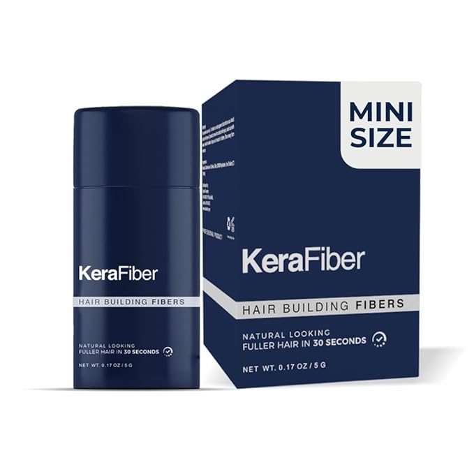 KeraFiber Professional Hair Building Fibres - Natural Keratin Hair thickener Fibres, Hair Powder for Men and Women, Full Head of Hair in 30 Seconds-Hair Fibres Grey (5g/0.17oz) - Travel Pack