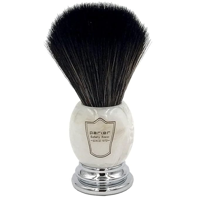 Parker Ultra Soft Synthetic Shaving Brush with Marbled Handle & Stand – 22mm Knot, Vegan, Fast-Drying, Cruelty-Free, Barbershop Quality, Gentle on Sensitive Skin, Builds Rich Cream & Soap Lather