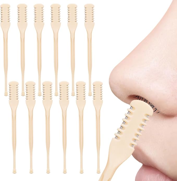 2-in-1 Nasal Hair Cutter, 2025 New 360° Rotating Manual Nose Hair Trimmer Double Head Nose Hair Knife with Ear Picker, Portable Noses Hair Removal Razors Manual Clippers for Men Women (12pcs)