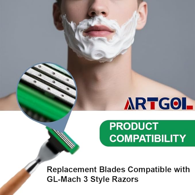 36 Blades Replacement Parts for GL-Mach 3 Style Razors (Green), Wet Razors Men's Blades Value Packs