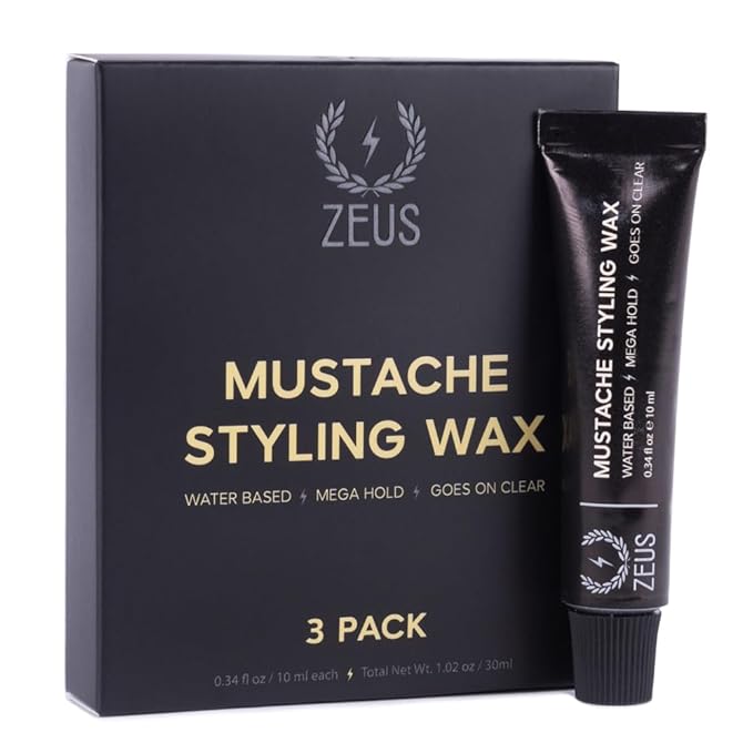 ZEUS Mustache Styling Wax for Men, Water-Based Formula with Mega Hold for a Refined, Long-Lasting Look (Made in Germany) 1.02 Fl. Oz.