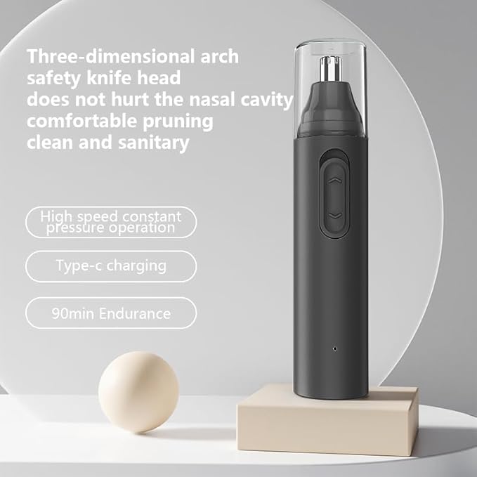 Nose & Eyebrow Hair Trimmer for Women Men– 8500 RPM Powerful Motor with Dual Stainless Steel Edge Blades USB Type-C Rechargeable for Easy Cleansing Travel Size