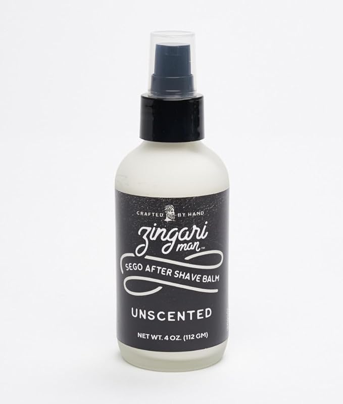 Zingari Man After Shave Balm - Unscented Sego Aftershave - Post Shave Care Treatment, Aftershave Lotion Cream for Men - Hydrate, Soften, Soothe Irritated Skin, Razor Bumps on Face, 4oz