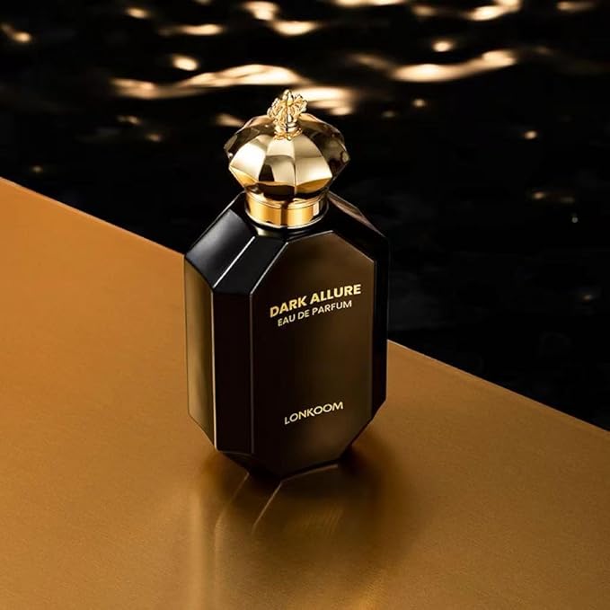Lonkoom Dark Allure Perfume for Men, 3.4 Fl Oz/100ml Eau de Parfum Spray Long-Lasting Fragrance, Leather Notes of Cinnamon, Leather, Tobacco, Rum, Vanilla