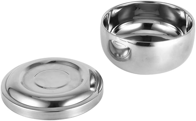 Stainless Steel Shaving Bowl, Men Wet Shaving Soap Mug Bowl Silver Metal Face Cleaning Health Care Shave Tool With Lid, Shaving Soap Dish, Shaving Foam Bowl