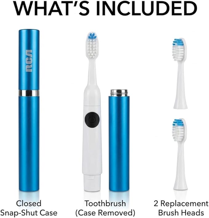 RCA Sonic Electric Toothbrush for Adults – Battery Powered Toothbrush with Extra Brush Head, Spin Brush Toothbrush for Travel - Blue