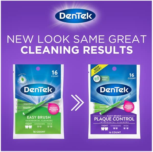 DenTek Easy Brush Fresh Mint Tight Interdental Cleaners, 16 Count (Pack of 3)