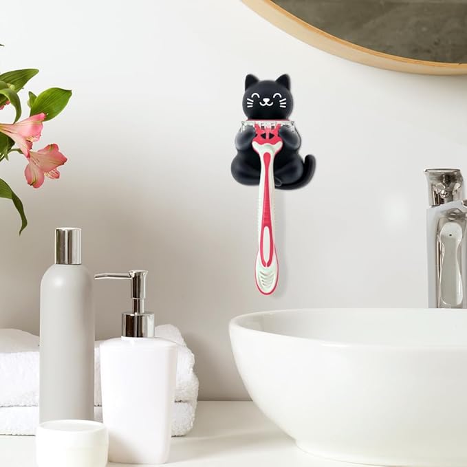 Black Cat Shower Razor Holder, Cute Cat Bathroom Decor, Cute Animal Razor Holder Gifts for Men Women Husband Wife, Couple Gifts for Boyfriend Girlfriend, Women Razor Bathroom Storage Gifts
