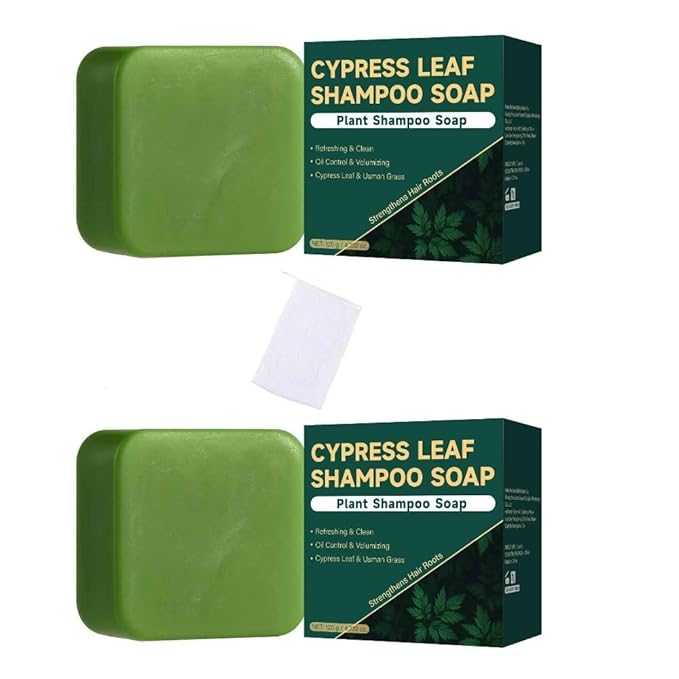2PCS Herbal Extracts Arborvitae Leaf and Usmal Grass Shampoo Bar, Hair Cleansing Oil Control Hair Growth Shampoo Bar