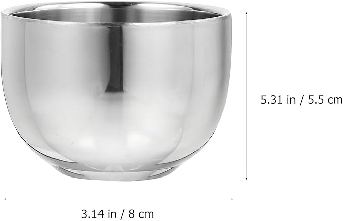 Healifty Stainless Steel Shaving Soap Bowl 2pcs for Men, Foaming Bubble Bowl with Sturdy Metal Material, Practical Barber Shaving Vessel Suitable for Daily Grooming and Travel