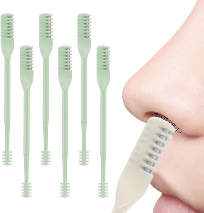 Nasal Hair Cutter, 2025 Upgraded Portable Manual Nasal Hair Trimmer for Women Men, Travel Essentials Nose Hair Remover Grooming Tool for Daily Use Halloween Christmas Gifts (Green, 6 Pcs)