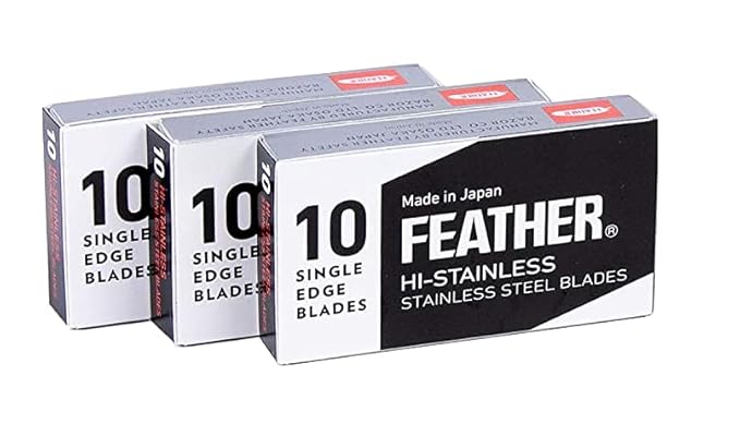 30 Feather FHS-10 Japanese Steel Razor Blades - Refill for OneBlade Core, Hybrid, & Genesis Razors - Single Blade Razor