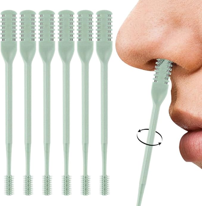 Nasal Hair Cutter, 2025 Double-Sided Nose Hair Trimmer, Manual 360° Rotating Nostril Hair Removal Tool for Men & Women, Nose Ear Eyebrow Grooming, Easy to Clean (Green, 6PCS)