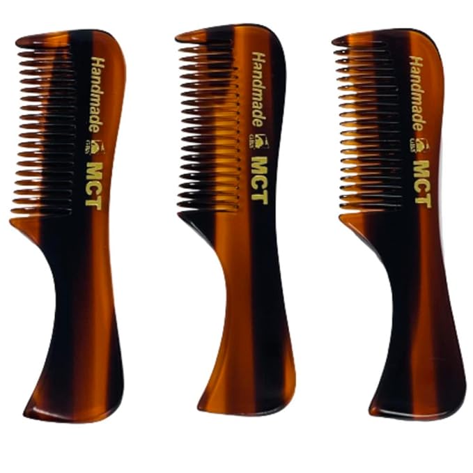 GENTS Mustache and Beard Styling Comb, pocket sized (Tortoise Shell, 3 Pack)