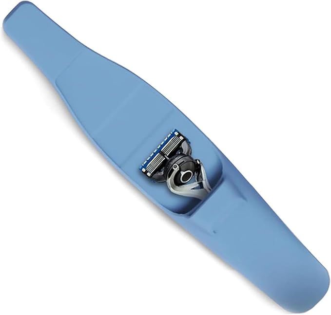 LinMei Silicone Razor Travel Case, Blue+Black, Compatible with Gillette, Parker, Merkur Razor (Blue 2pcs)