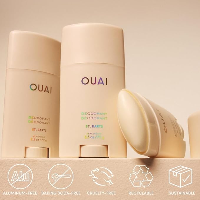 OUAI Aluminum Free Deodorant - Women's Deodorant with 24-Hour Odor Control & Invisible Application - Enriched with Notes of Dragon Fruit, Orange Blossom, & Tuberose - St. Barts (2.5 oz)
