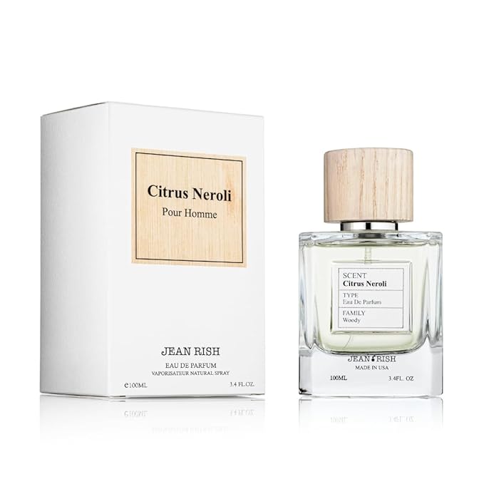 Jean Rish Citrus Neroli Perfume for Men Eau De Parfum, Long-Lasting Luxury Fragrance, Made In USA - Grapefruit, Orange, Jasmine, Patchouli Scent - 100ml / 3.4 oz