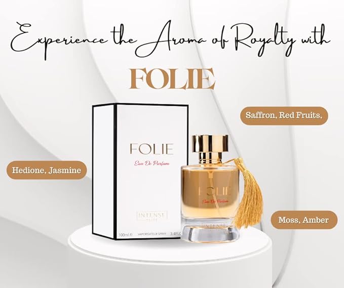 INTENSE ELITE Folie Eau De Parfum for Women 100ML (3.4Oz) Arabian Perfumes for women With Saffron & Red Fruits Notes Long Lasting Perfume for Women