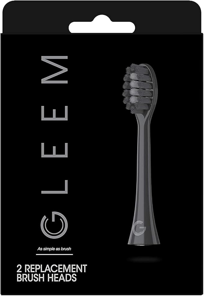 GLEEM Toothbrush Replacement Brush Heads Refill,Black,2 Count (Pack of 2)