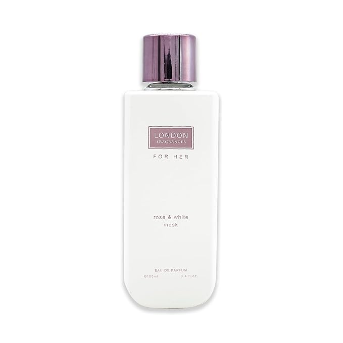 London Fragrances Rose and White Musk - Perfumes for Women - Womens Fragrances - Gourmand Vanilla Notes - 3.4 oz EDP Spray