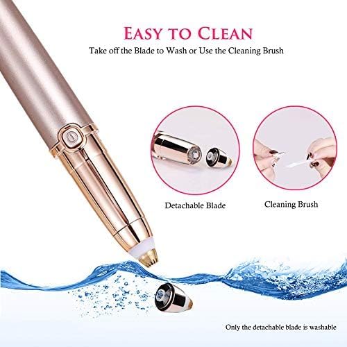 Eyebrow Hair Remover Razors, Painless Precision Eyebrow Trimmer, Portable Eyebrow Epilator Pen with Light and USB Charging, Cleaning Brush Included Eyebrow Hair Removal for Women
