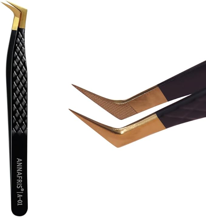 Lash Tweezers for Eyelash Extensions,Precision Fiber Tip for Volume Eyelash Extensions,Lash Extension Tweezers for Easy Application and Removal-A01