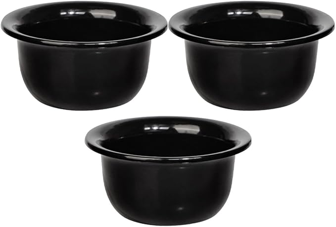 PRETYZOOM Reusable Men Shaving Soap Bowls 3pcs Black Household Shave Bowls with Wide Mouth for Easy Lathering and Daily Grooming