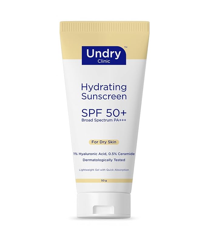 Hydrating Sunscreen for Dry Skin Lightweight, Photostable Sunscreen SPF 50 Broad Spectrum Sun Screen Protector SPF 50 Sunscreen Sun Cream with HA & Ceramide (50gm/1.7 Oz)