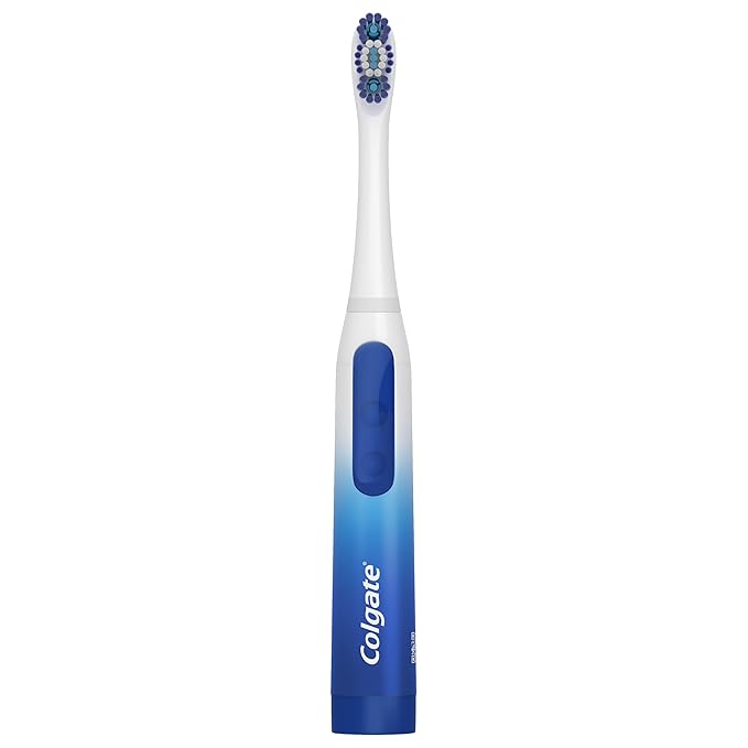Colgate 360 Power Deep Clean Battery Operated Sonic Toothbrush, Soft Adult Toothbrush, Includes 1 AA Battery, Rubber Polisher, and Tongue and Cheek Cleaner